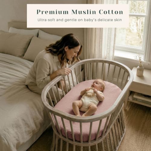3 Pack Baby Muslin Bassinet Sheets - Image 2
