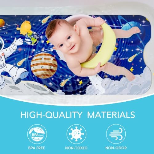 SHUCHING Baby Bath Mat for Tub Non Slip-40x16 Inch, Space Astronaut - Image 4