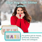 Iqimott Clear Patch Makeup Bag Hair Pouch, Preppy Personalized Chenille Letter - Image 5