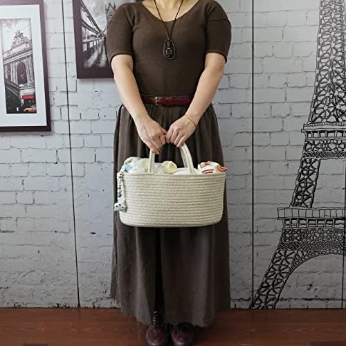 XUANGUO Cotton Rope Baby Diaper Caddy Organizer Basket - Image 2