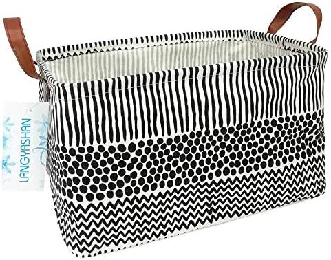 Rectangular Collapsible Storage Basket Nursery Organizer Black Line by LANGYASHAN