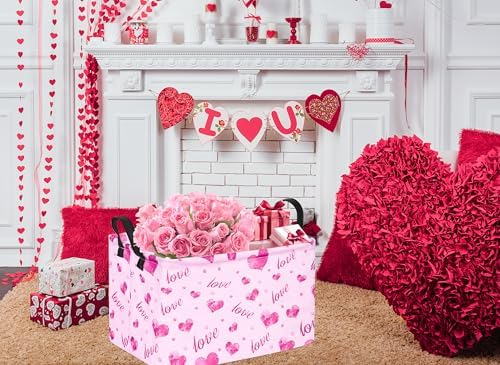 Rec Heart Print Box Hamper Storage Basket Collapsible Organizer Bin Gift Shelf - Image 3