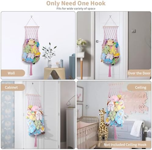 68 Inch Stuffed Animal Storage Hammock Corner Plushie Net - Image 3
