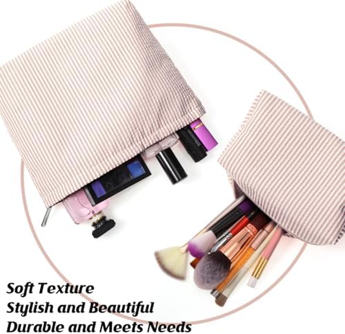 Huhumy 2 Pcs Makeup Bag Set for Women, Thin Stripe - Image 4