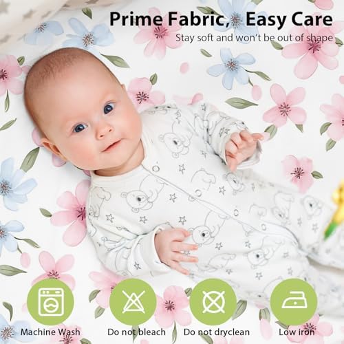 Baby Bedside Bassinet Sheets Girl, 33”x20” Compatible - Image 6