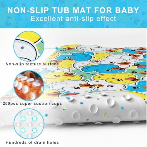 Bath Mat for Tub Non Slip Kids Bathtub Mat 40x16 Baby Bath Mat, 3Color Ducks - Image 3