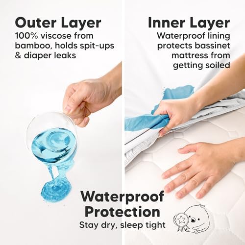 2pk Waterproof Bassinet Sheets Boy, 33x17 Mattress Cover - Image 3