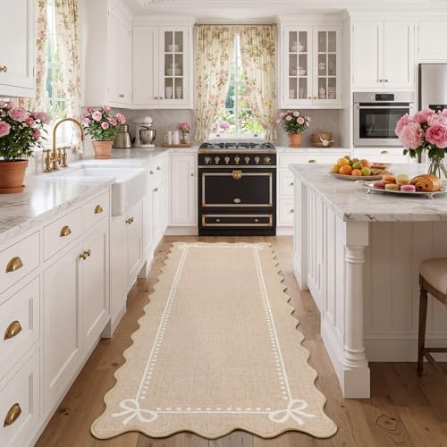 Garvee Scalloped Bow Runner Rug 2x6 Washable Kitchen Runner Rug Non-Slip - Image 3