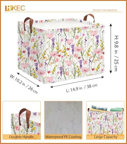 Rectangle Storage Basket with Handles, Collapsible Storage Bin, Books Box - Image 6