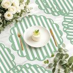 100 Pcs Sage Green Striped Paper Placemats 13.5 Inch Disposable Round Placemat - Image 5