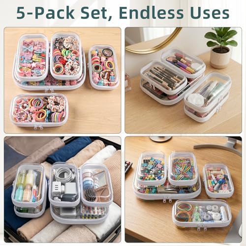 Clear Hard Shell Zipper Cases, Plastic Hard Sided Zippers Pouches Clear - Image 2