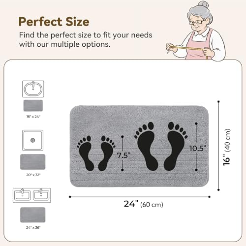 GRANNY SAYS Gray Stripe Bathroom Rug 16" x 24", Non-Slip Bath Mat - Image 2