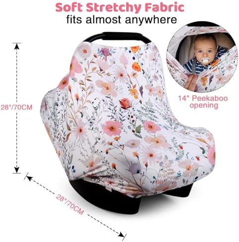 Rquite 4-in-1 Baby Car Seat Canopy, Stretchy Nursing Breastfeeding Cover - Image 2