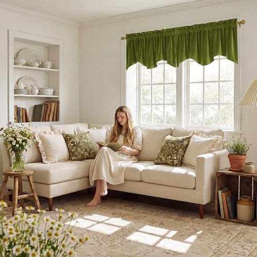 StangH Olive Green Valance for Windows Home Decor 52x18 Inch, 1 Panel - Image 3