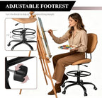 Drafting Chair with Back Support, Tall Desk Rolling Stool - Image 5