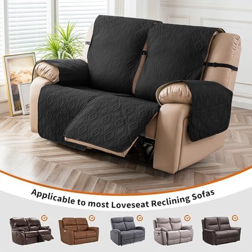 Genina Black Waterproof Loveseat Recliner Cover, Sofa Cover - Image 4