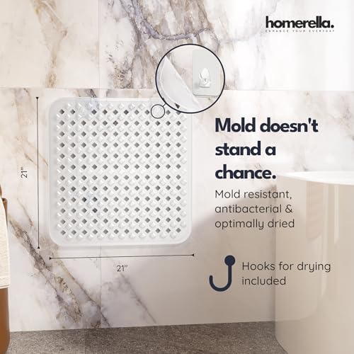 homerella Square Shower Mat Non Slip Anti Mold 21x21 Anti Slip Shower Mat - Image 3
