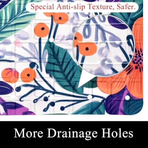 Shower Mat Non Slip, Flowers Berries Anti Slip Bath Mat - Image 2