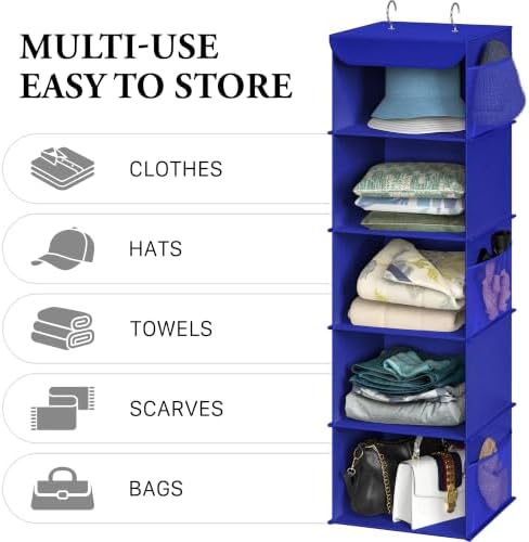 Simple Houseware 5 Shelf Hanging Closet Organizer, Dark Blue - Image 5