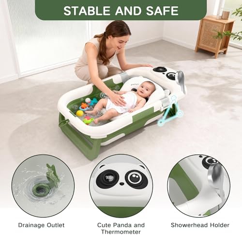Foldable Baby Bathtub for Newborn to Toddler, Portable Baby Bath Tub for Travel - Image 4