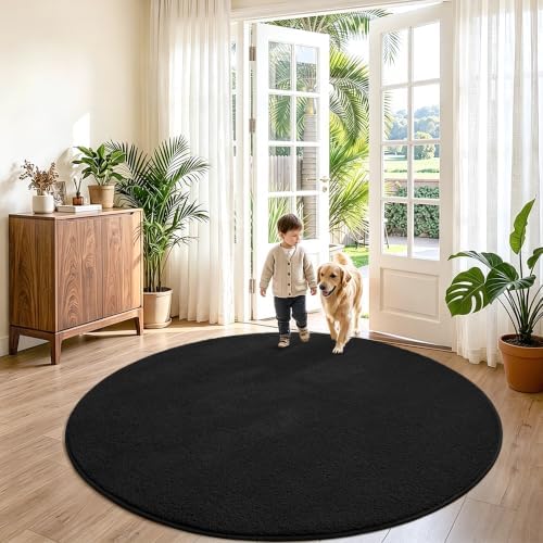 Keeko Round Area Rug 4ft for Living Room Bedroom, Soft Washable Circle Rug - Image 6