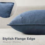 Foindtower Linen Solid Decorative Throw Pillow Covers 16x16 Inch Dark Blue - Image 3