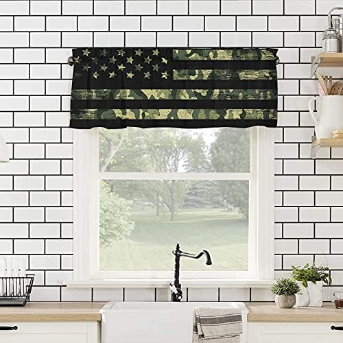 Vandarllin Valance Curtains for Kitchen Window, Rustic Green Camo Military - Image 4