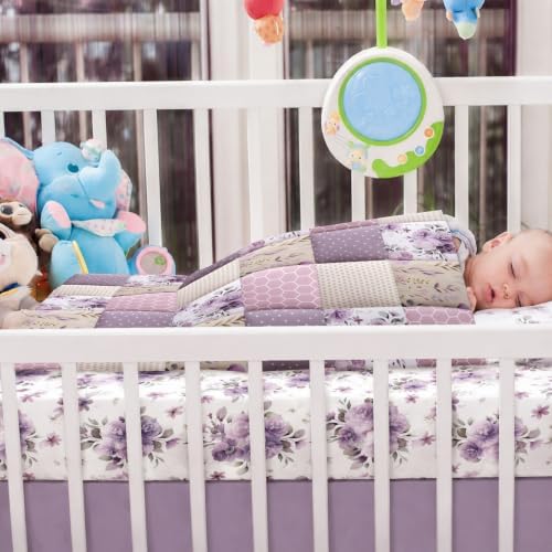 Hahafelt 3 Piece Patchwork Flowers Baby Crib Bedding Set - Image 6