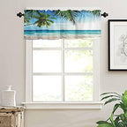 Vandarllin Valance Curtains for Kitchen Window, Palms Tree Ocean Tropical Sea - Image 3