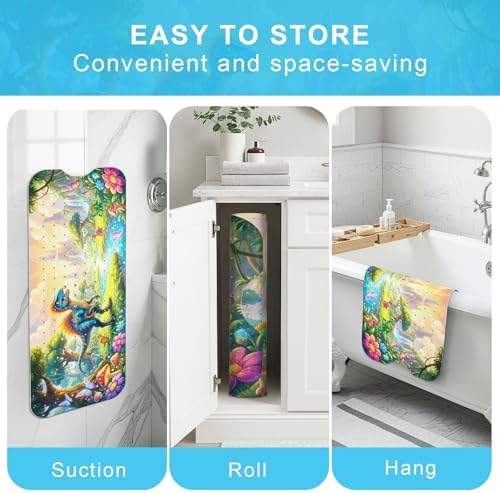 Bath Mat for Tub Non Slip Kids Bathtub Mat 40x16 Baby Bath Mat, Velociraptor - Image 5