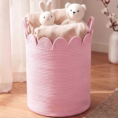 LemonRoad Round Woven Basket Pink by Unknown