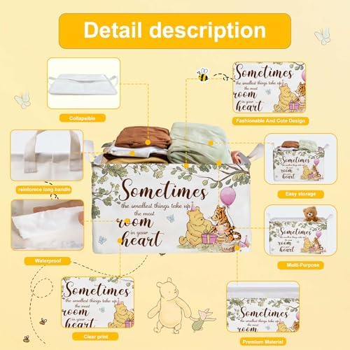 Winnie Nursery Decor, the Pooh Baby Stuff, Winnie Storage Nursery Basket - Image 3