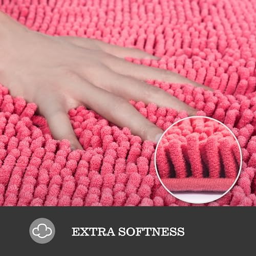 Yeaban Chenille Hot Pink Bathroom Runner Rug 24"x72" - Image 3