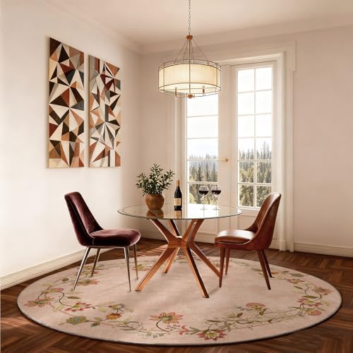 Washable Living Room Round Rug: 4ft Circle Rugs - Image 5