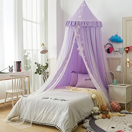 VETHIN Bed Canopy Double Layer Princess Round Dome Dreamy Mosquito Net Bedding - Image 3