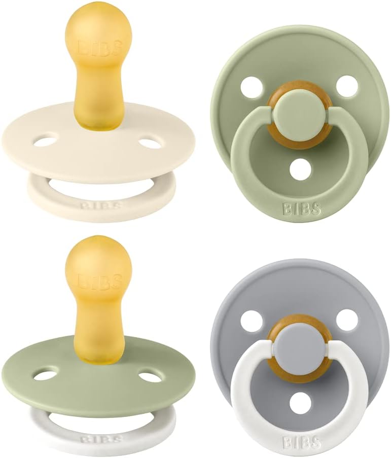 BIBS Color Pacifiers 4-Pack | BPA Free Soother Pacifier | Round Nipple | by BIBS