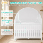 Full Size Cribs 3-in-1 Breathable Mesh Crib Liner, Teething Rail Cover & Crib - Image 3
