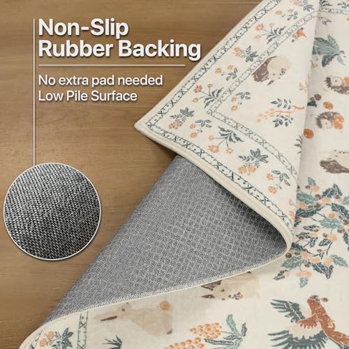 BESBLEE 5X7 Area Rug for Bedroom, Washable Animal Non Slip - Image 4