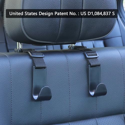 Amooca 4 Pack Anti-drop Headrest Hooks Adjustable Car Seat Organizer - Image 6