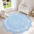 GarveeHome 5ft Round Rugs Washable Scalloped Bow Rug by GarveeHome