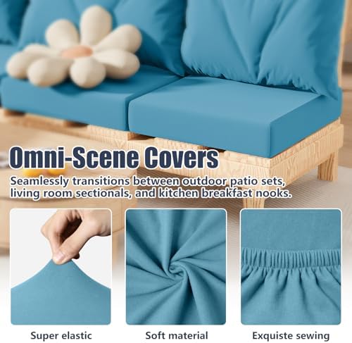 8Pcs Outdoor Cushion Covers, Stretch Patio Furniture Couch Chair Slipcovers - Image 5