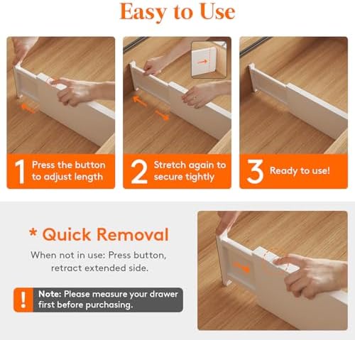 Lifewit 5" Tall Upgrade Drawer Dividers, Adjustable Deep Drawer Organizer - Image 3