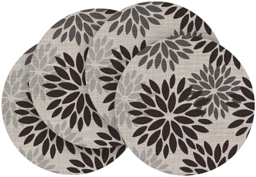 Artoid Mode Black Dahlia Plastic Round Placemats Set of 4, 14 Inch Seasonal by ArtoidMode
