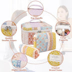 Gosect Quilted Makeup Bag Set, Large Floral Cosmetic Bag - Image 3