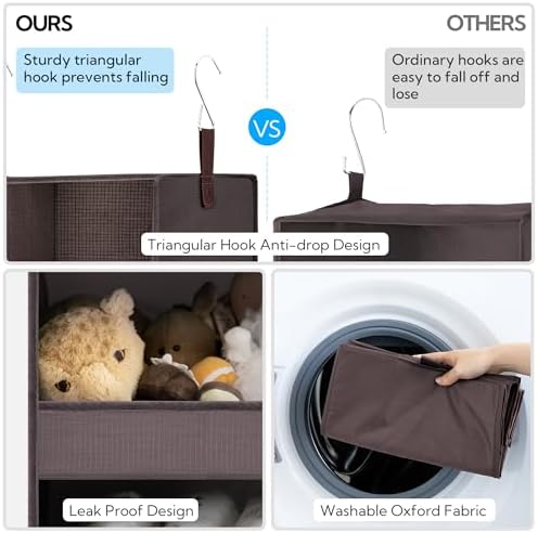 GRANNY SAYS 3-Shelf Hanging Closet Organizer, Foldable Storage, Dark Brown - Image 5