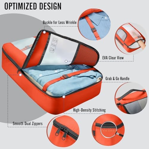 Veken 10 Set Packing Cubes for Travel Essentials, Anti-Wrinkle Buckled Suitcase - Image 3