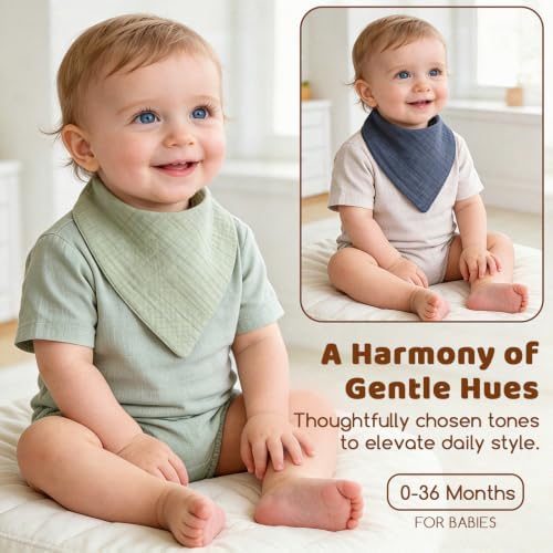 8-Pack Muslin Baby Bibs for Drooling and Teething - Image 6