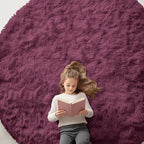 OLANLY Burgundy Round Rugs for Bedroom by OLANLY