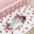 Lambs & Ivy Disney Baby Minnie Mouse Love 3-Piece Pink Nursery Crib Bedding Set - Image 5