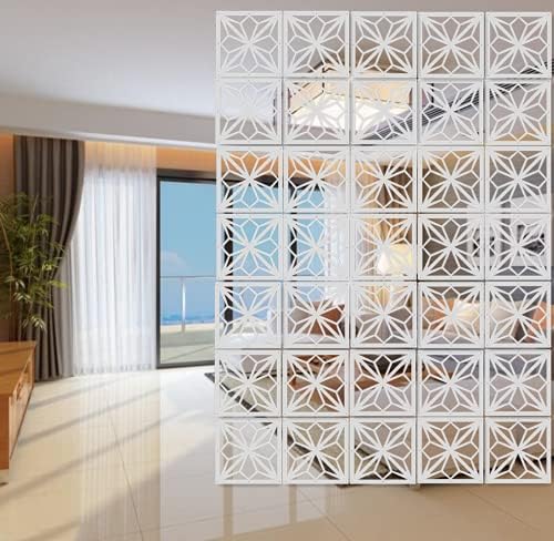 White Hanging Room Divider, 12 Pieces Wood-Plastic DIY Panel Screens Partition - Image 3
